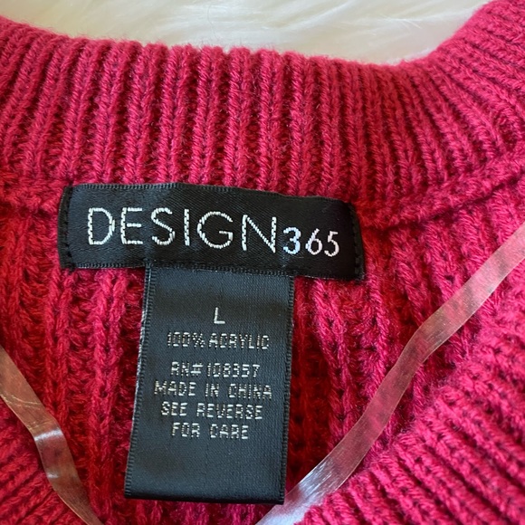 Design365 Cable Knit Pink Puff Sleeve Pullover Sweater - Picture 4 of 5